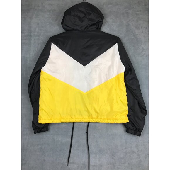 Divided H&M Jacket Womens M Color Block Yellow Black Full Zip Hooded - Picture 2 of 8